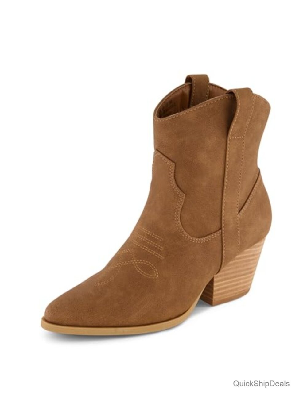 Western Ankle Bootie Vegan Leather Memory Foam Pointed Toe